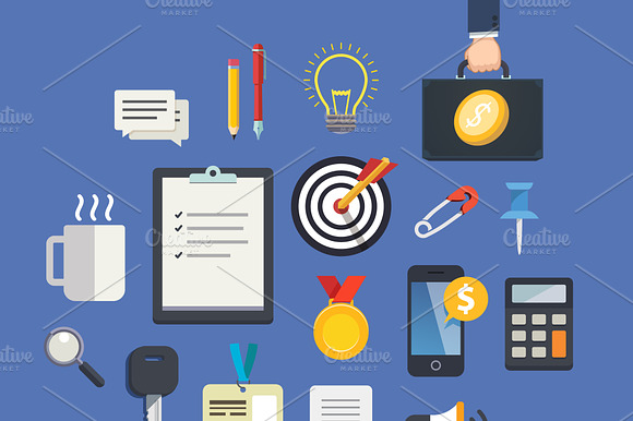 Flat Business Icons Set.