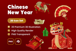 Chinese New Years 3D Illustration, an Object 3D Model by Haraki Studio