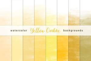 Yellow Ombre Watercolor Backgrounds