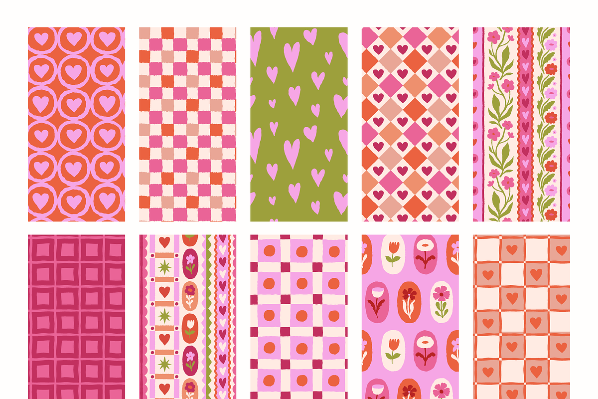 Love and flowers. Seamless patterns, a Pattern Graphic by venimo (Photo 11 of 12)