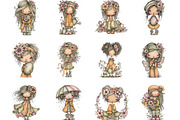 Spring Girl Whimsical Clipart, a Person Illustration by Designking (Thumbnail 2 of 5)