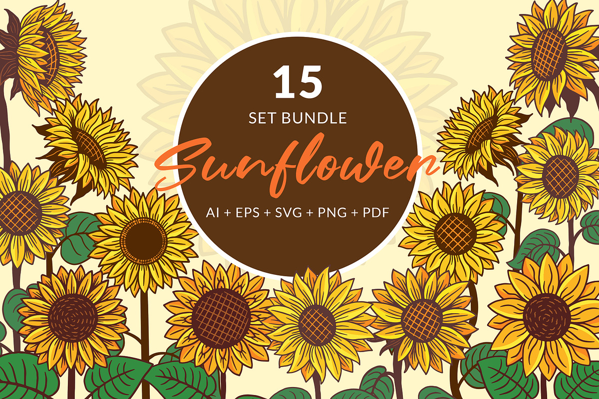 15 Set Sunflower Sunshine Clipart, an Illustration by Morspective (Photo 1 of 7)
