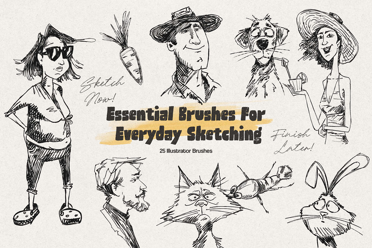 Everyday Sketch Illustrator Brushes, a Brush Add-On by brushapes.com (Photo 6 of 9)
