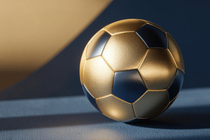 Luxury Gold and Blue Soccer Ball on Elegant Minimal Background, a Beauty & Fashion Photo by José Manuel Gelpi