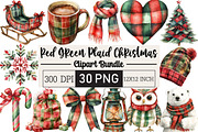 Red Green Plaid Christmas Clipart, an Illustration by Black Bird Studio (Thumbnail 1 of 6)