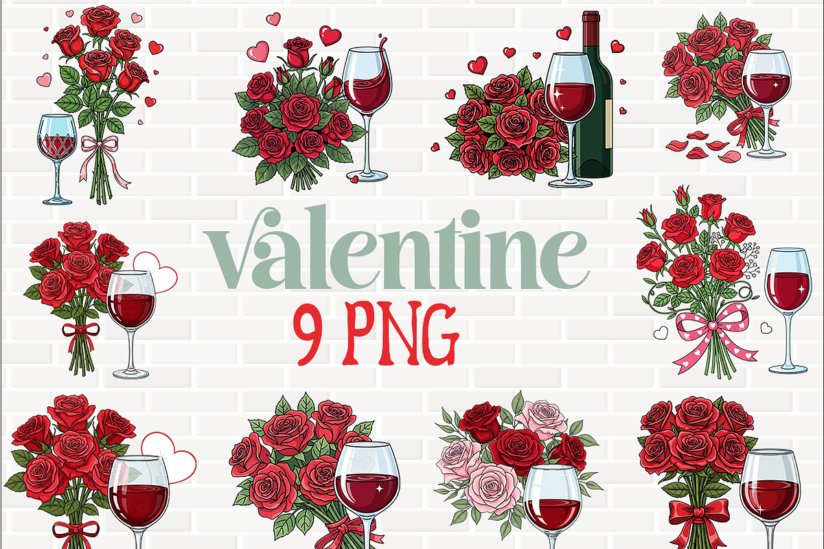 Valentine Wine Glass Clipart PNG, a Graphic by crative8112 (Photo 1 of 8)