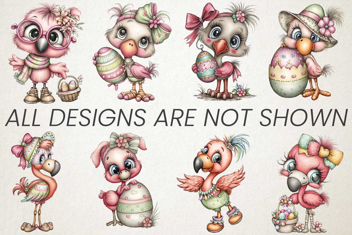 Whimsical Easter Flamingo Clipart, an Animal Illustration by RobertsArt (Photo 4 of 5)