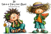 Whimsical Summer Funny Kids Clipart, an Illustration by OK Design (Thumbnail 1 of 6)
