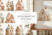 Watercolor Retro Gingerbread House, a Decorative Illustration by ThaismotaCreativeCo (Thumbnail 1 of 10)