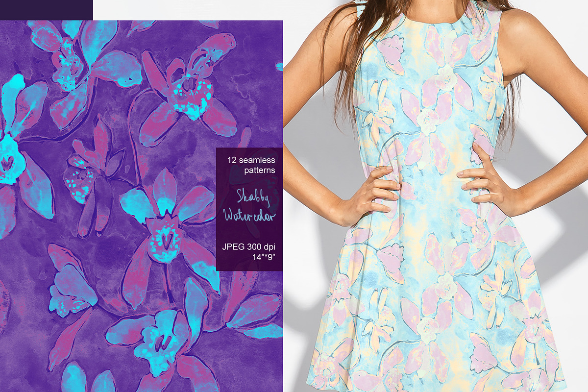 Shabby watercolor seamless set, a Pattern Graphic by PatternsBlooming (Photo 3 of 9)