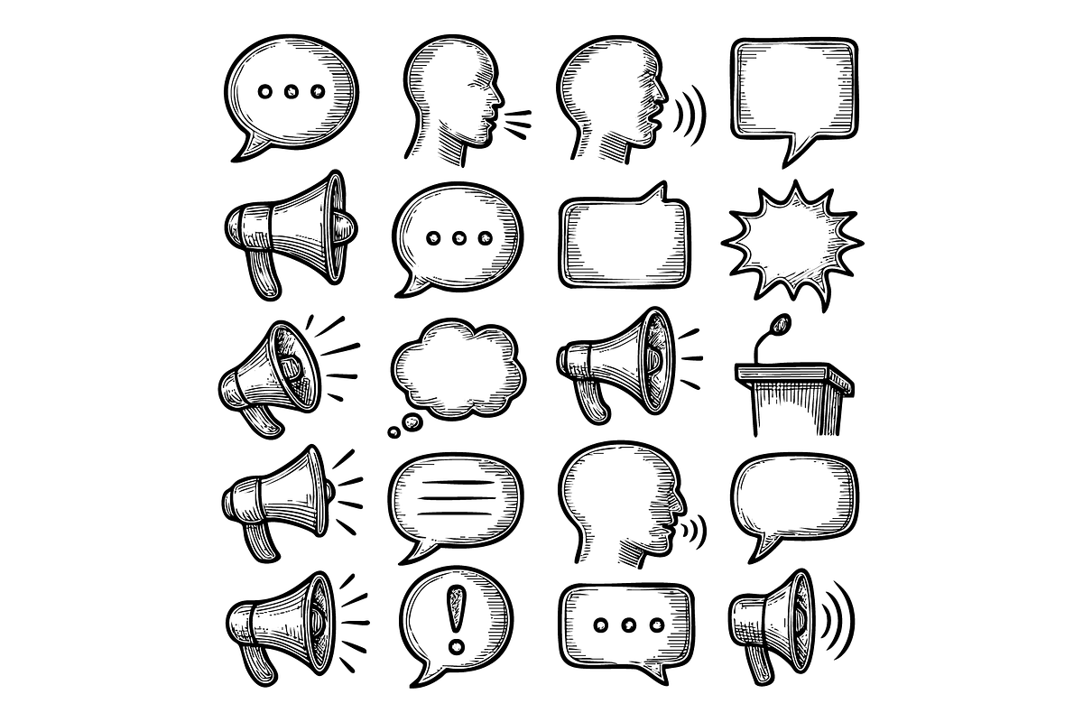 Speech Icon Set, an Object Graphic by RT Studio
