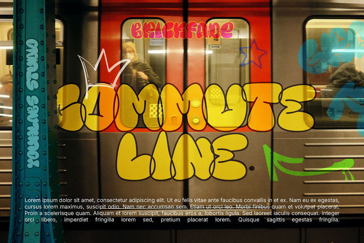 YT Brickfade - Bubble Graffiti Font, a Handwritten Font by Youthlabs Studio (Photo 5 of 15)