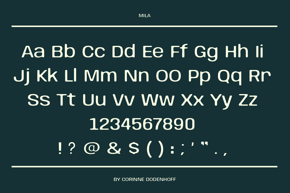 Mila: A 90's inspired cyberpunk font, a Font by Corinne Dodenhoff (Photo 2 of 5)