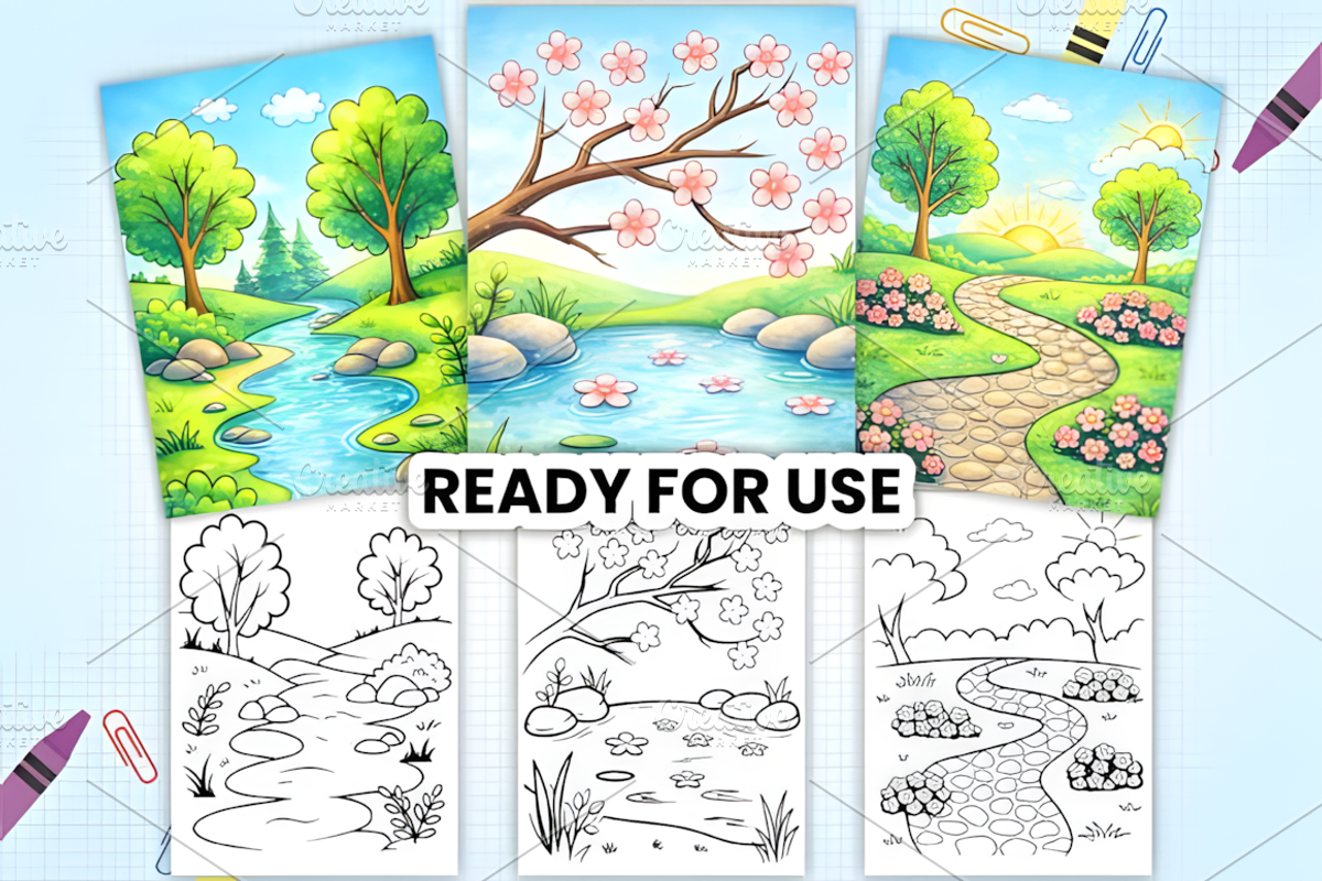 Mindful Spring Nature Coloring Book, a Decorative Illustration by Design Station (Photo 2 of 3)
