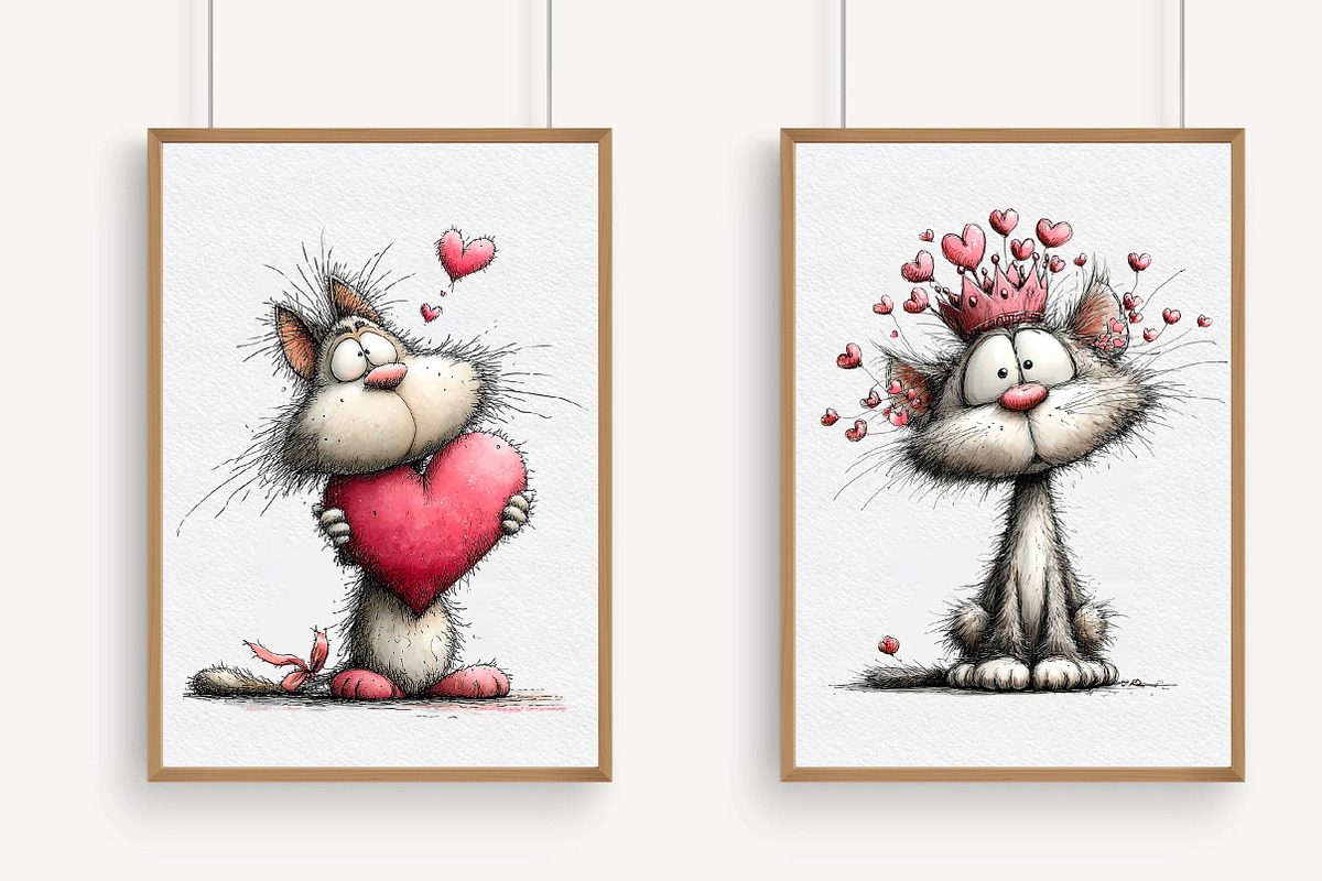 Whimsical Valentine Cat Clipart, an Illustration by Libby Wishes (Photo 3 of 6)