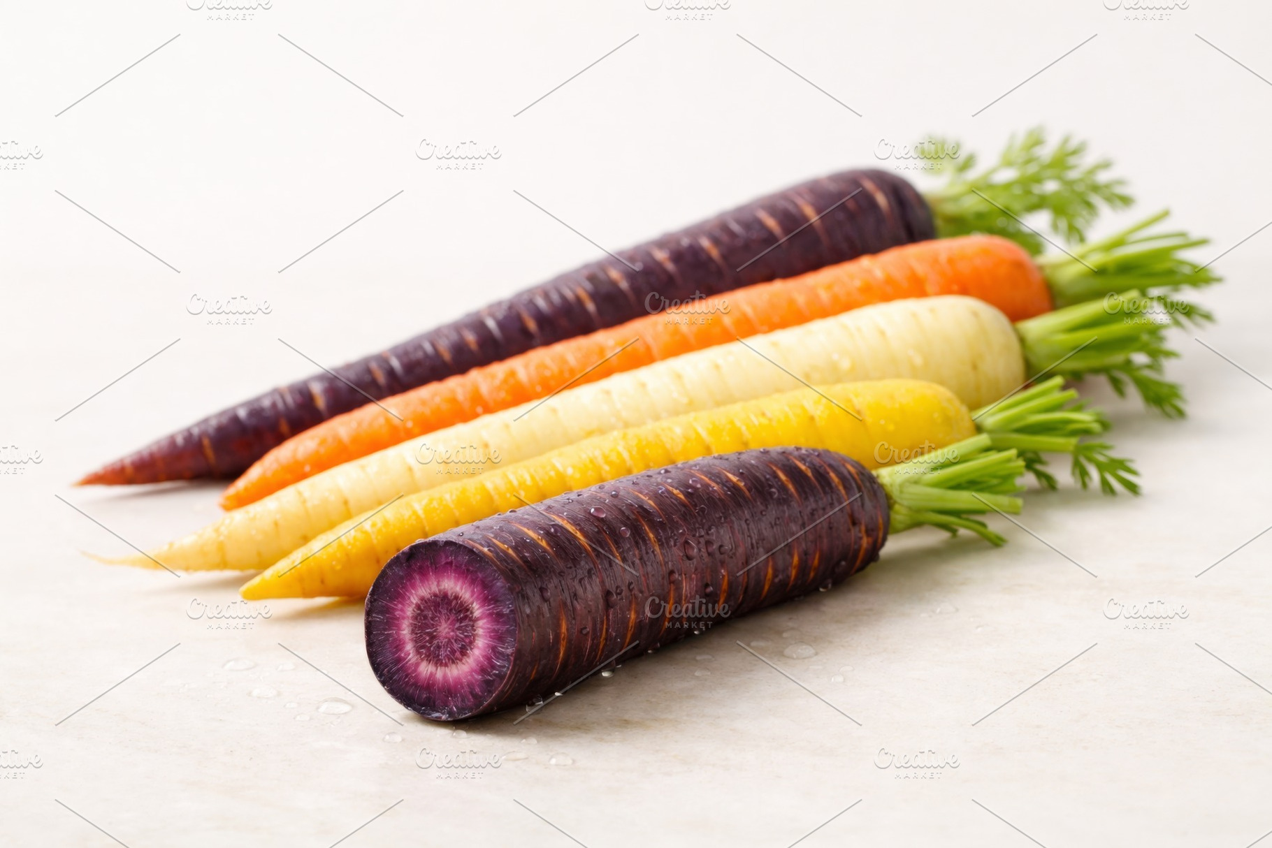 Fresh rainbow-colored purple and yel, a Photo by Dvoevnore photos