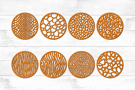 Animal Hide Coasters SVG, Laser Cut.