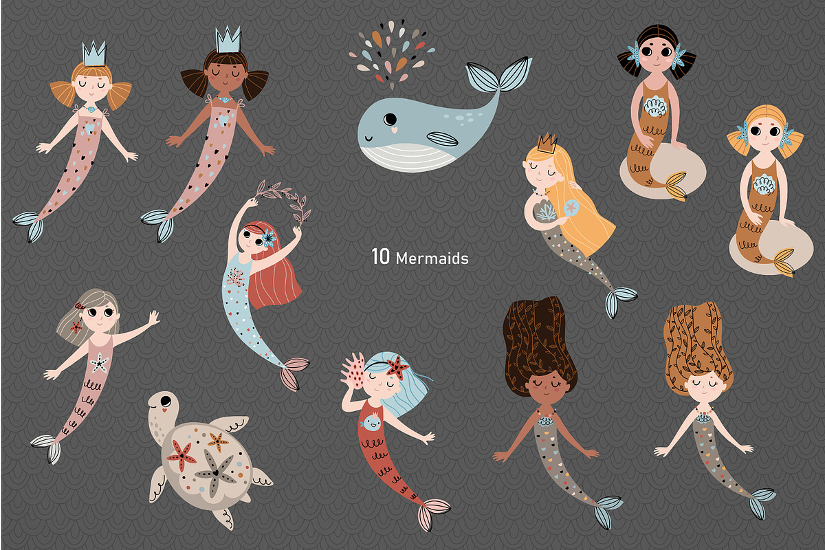 Mermaids baby illustrations, an Animal Illustration by OxanaTally (Photo 5 of 14)
