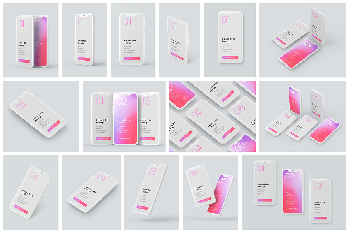 iPhone 12, 13, 14 Pro Clay Mockup, an iPhone Mockup by Deeplab (Photo 6 of 53)