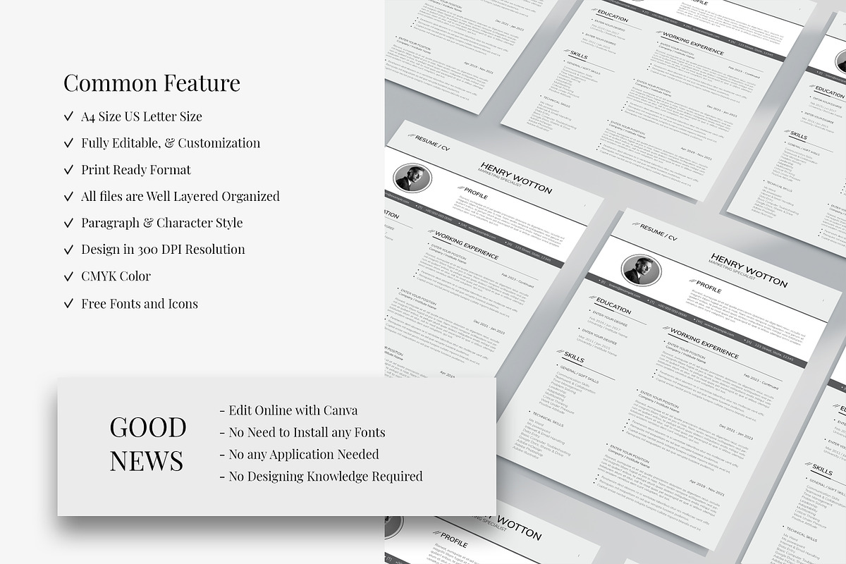 Clean and Simple Resume CV Template, a Resume Template by Studio Temply (Photo 3 of 6)