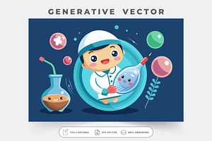 A happy character in a lab coat hold, a Graphic by SouravDesign