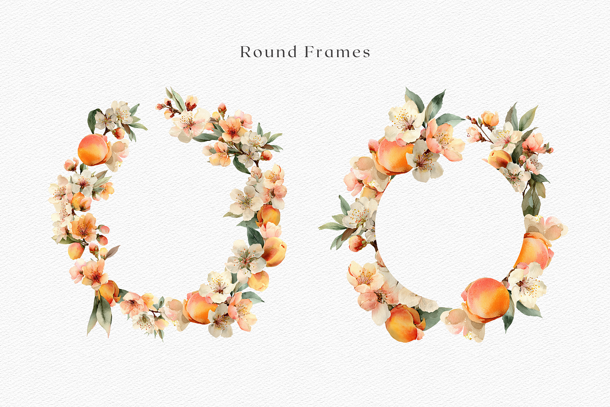 Watercolor Peach Bouquet Clipart, a Decorative Illustration by ThaismotaCreativeCo (Photo 8 of 13)