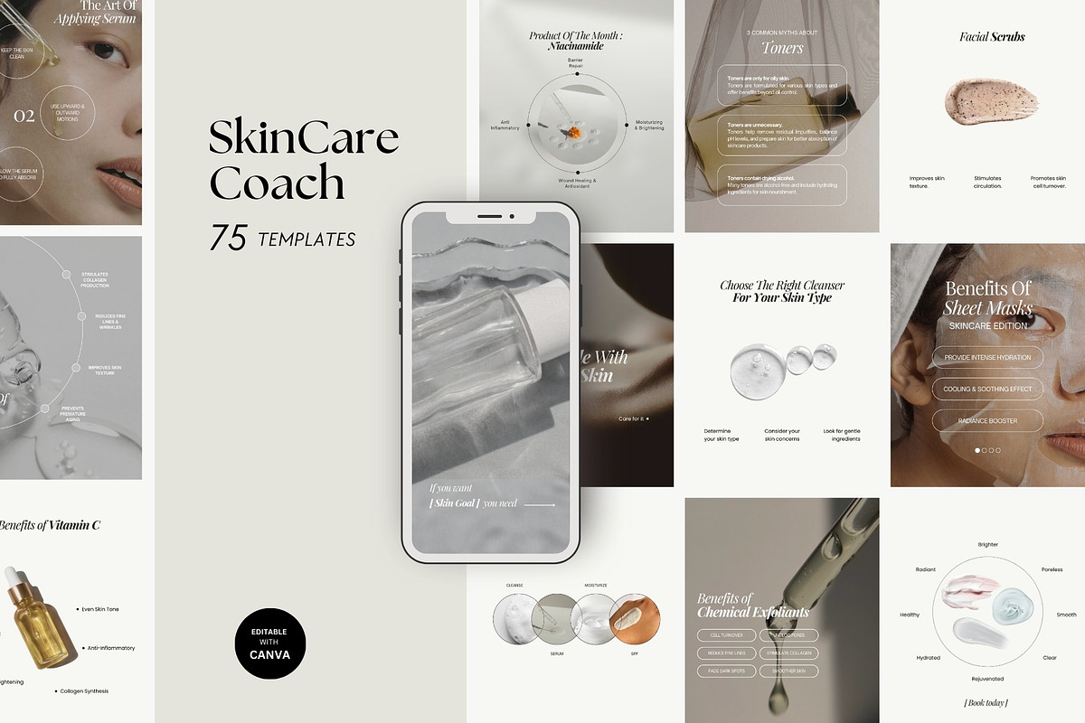 Skincare Instagram Post Templates, a Social Media Template by Terraa Studio Design (Photo 1 of 10)