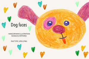 Funny dog faces patterns, an Animal Illustration by YarovaArt