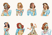 Vintage Zombie Women Clipart, a Person Illustration by BusyDaydesign (Thumbnail 2 of 9)