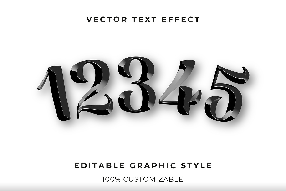 Black Glossy Script 3D Text Effect preview 2