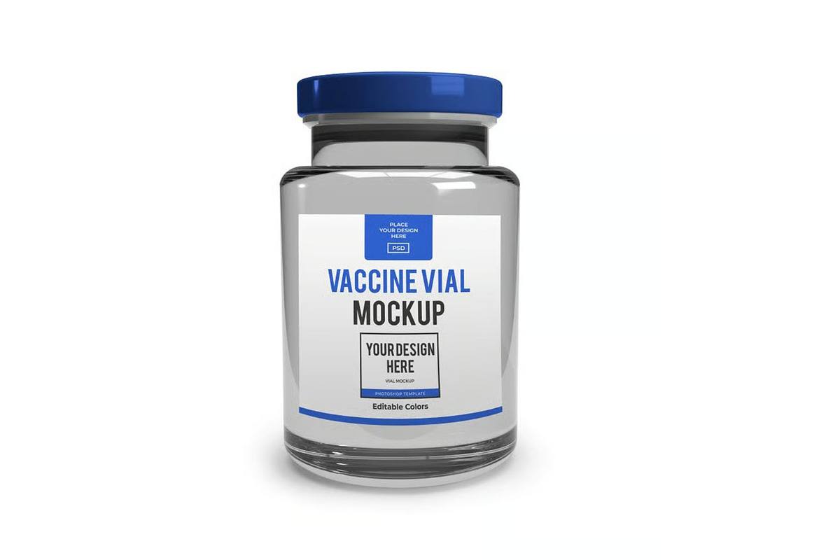 Vaccine Vial Mockup Template Set, a Packaging Mockup by DesignRushMarket (Photo 3 of 11)