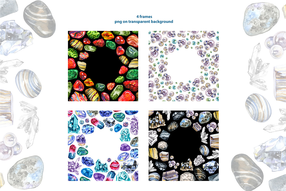 Watercolor minerals and gems, an Illustration by NataliMiasStore (Photo 5 of 10)