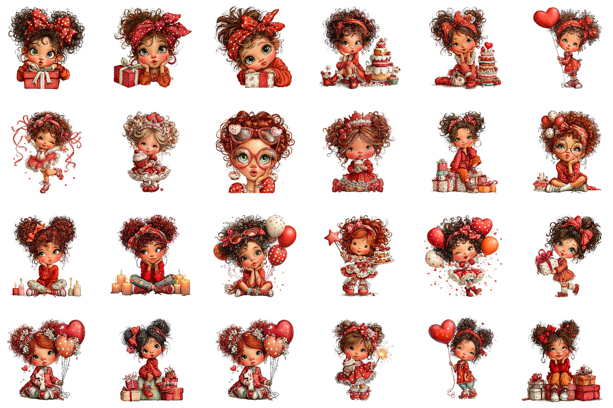 Quirky birthday girl clipart, an Illustration by CreationArt (Photo 3 of 5)