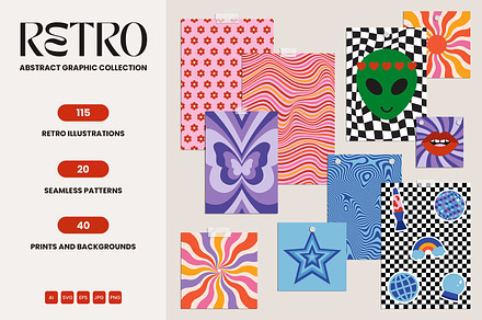 Retro Vibes Graphic Set 60s 70s