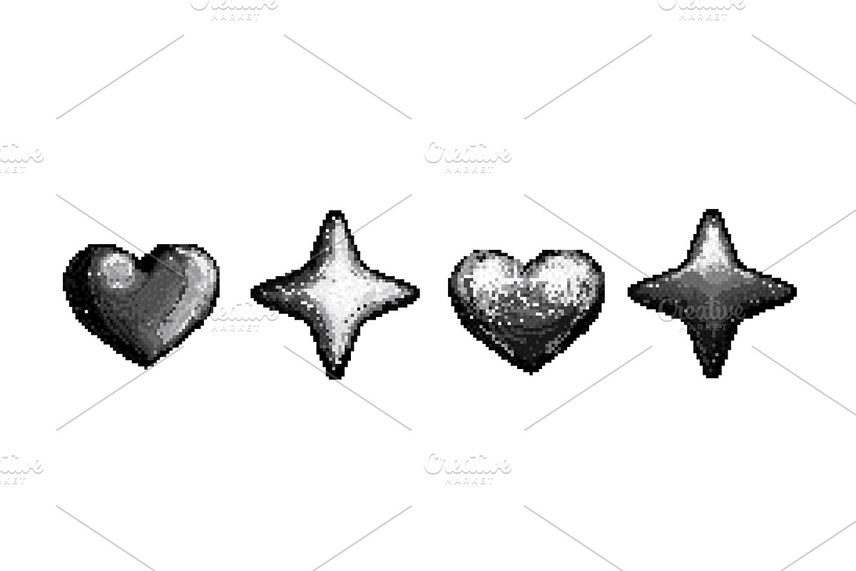 Pixel art shapes set, an Object Illustration by art PVP - market