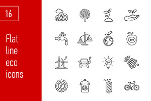 sixteen flat eco icons