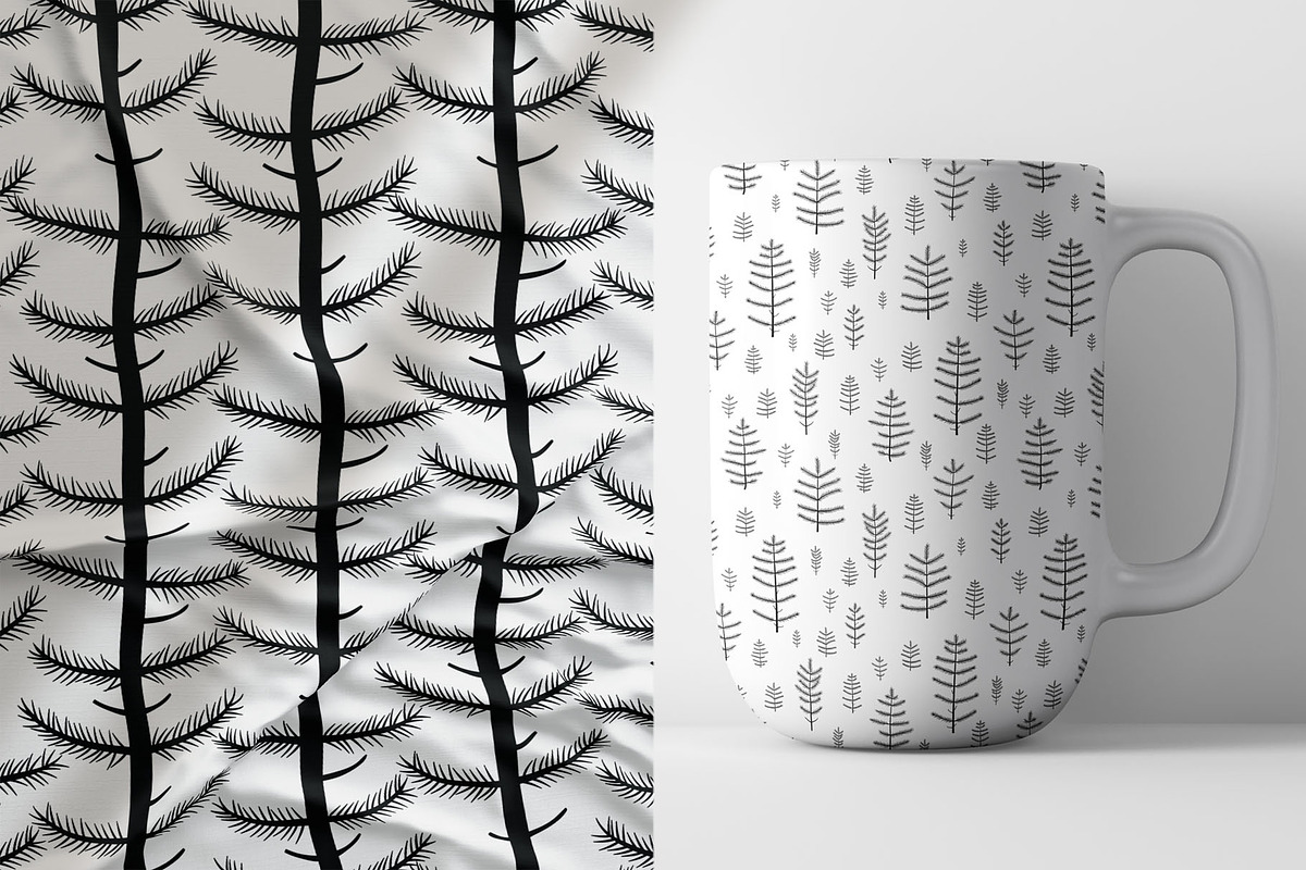 6 patterns with pines, a Pattern Graphic by pineart (Photo 5 of 5)