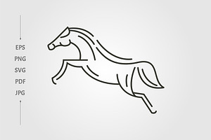 horse icon line art logo vector, a Branding & Logo Template by lawoel