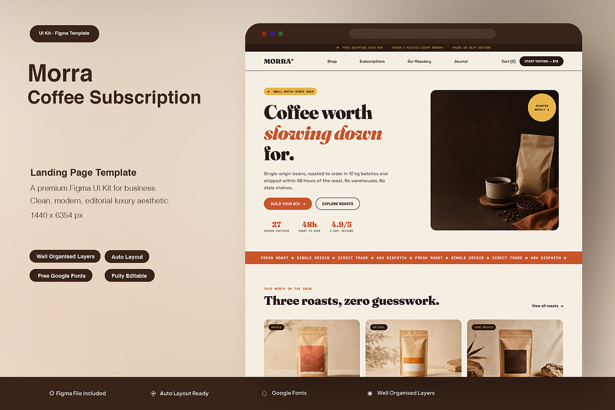Coffee Subscription Landing Page, an UI Kit Template by Pitchlook.Studio (Photo 1 of 3)