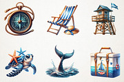 Nautical Summer Clipart, an Illustration by RobertsArt (Thumbnail 5 of 7)