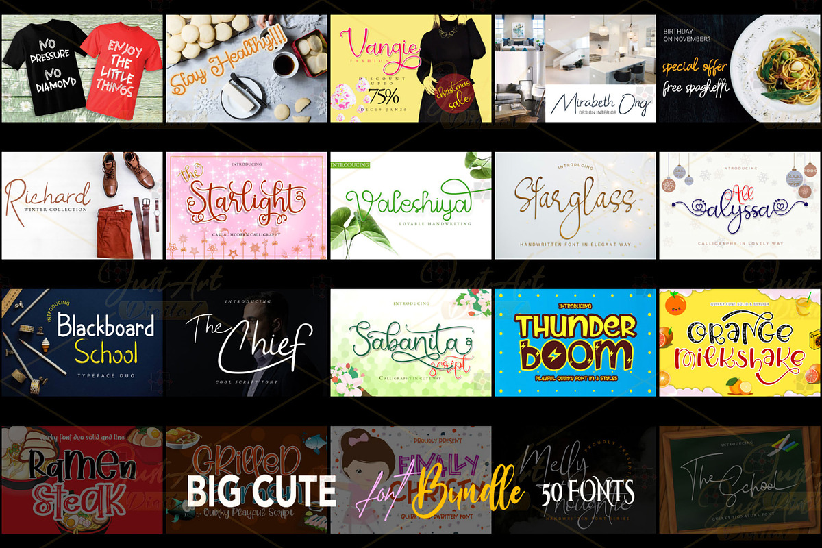 The Big Cute Fonts Bundle, a Script Font by JustArtDigital (Photo 4 of 4)