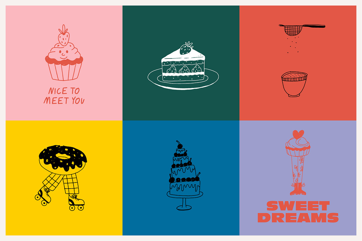 Sweets: Hand Drawn Pastry & Desserts, a Food Illustration by dicreate (Photo 6 of 13)
