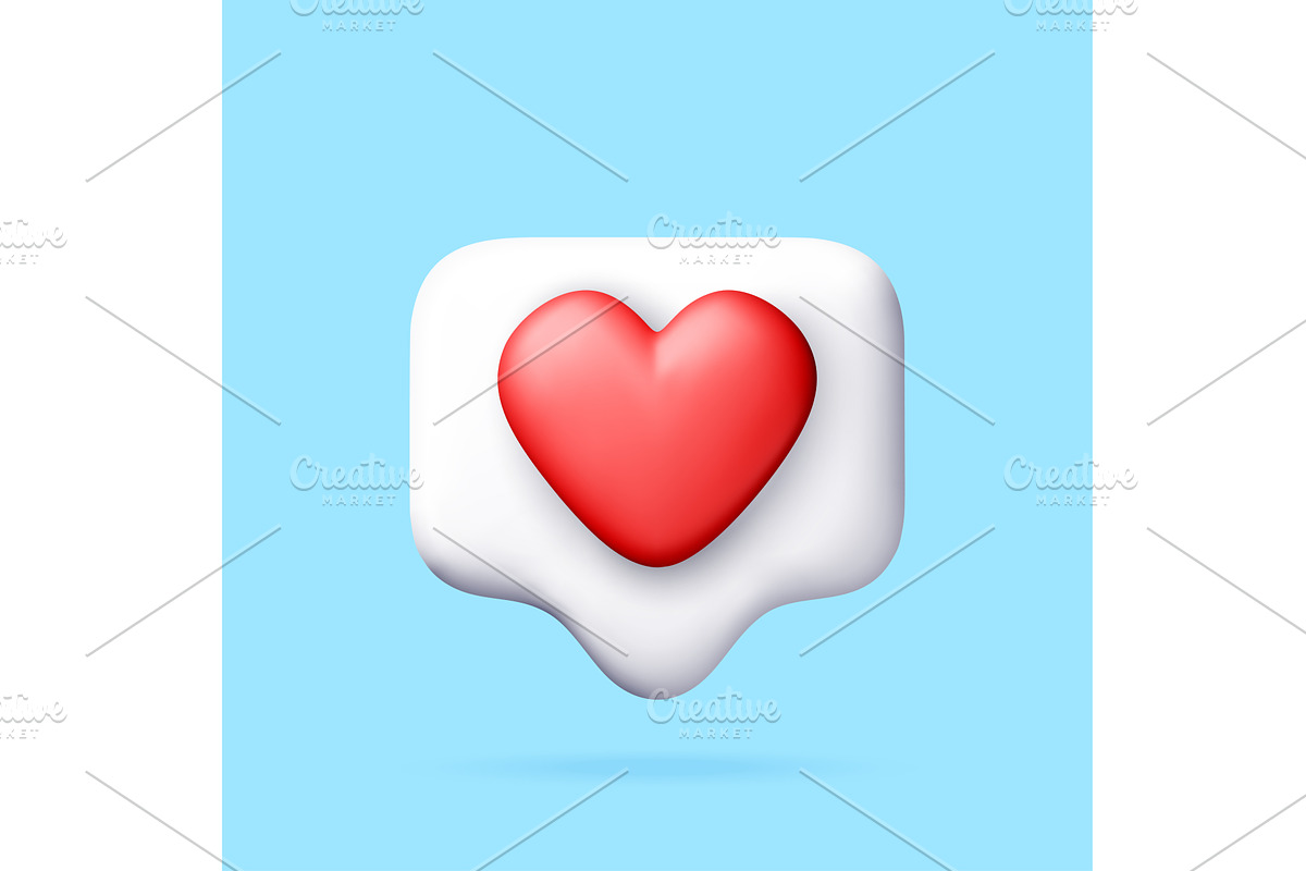 3D Red heart icon on white, an Object Illustration by Abscent