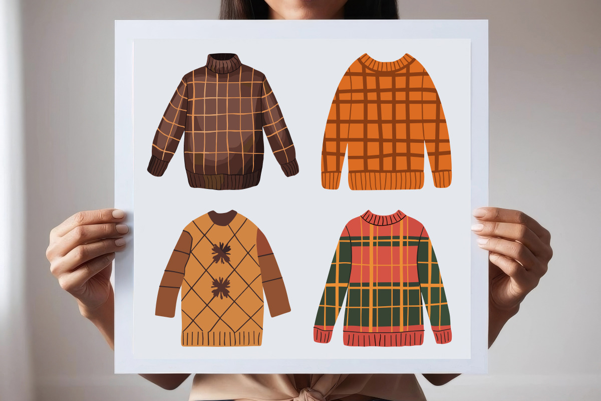 17 Fall Sweater Clipart Files, a Seasonal Illustration by Whimsy Brush Studio (Photo 4 of 6)