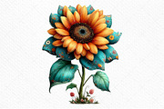 Whimsical Spring Sunflower Clipart, an Illustration by Craft Nest (Thumbnail 9 of 11)