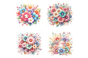 Kawaii Flowers Clipart Bundle., a Graphic by CitraGraphics (Thumbnail 3 of 3)