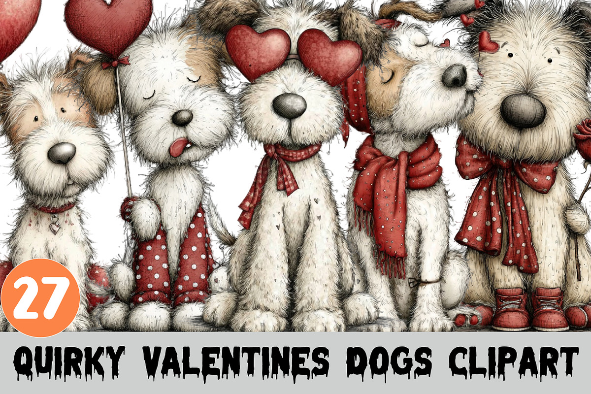 Quirky Valentines Dogs Clipart, a Graphic by CitraGraphics (Photo 1 of 5)