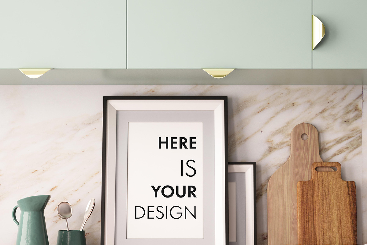 10 Mockups posters in the kitchen, a Print Template by FilL239 (Photo 8 of 11)