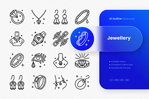 Jewellery Outline Icons, an Outline Icon by cidcud_graphic