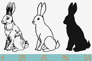 Rabbit Hare Vector SVG DXF PNG